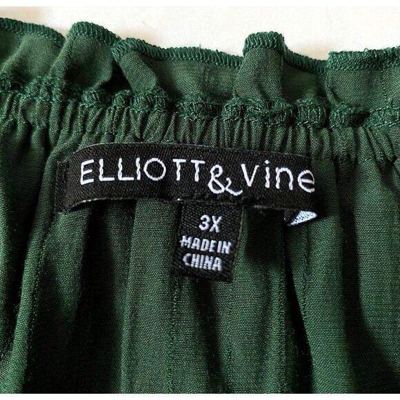 Elliott & Vine Ruffle Overlay Yoke Blouse Womens Size 3X Forest Green Runs Small - Picture 7 of 12